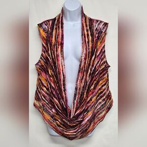 Caren Sport 3X Vintage Pullover Top Knit Draped Plunge Cowl Neck Short Length